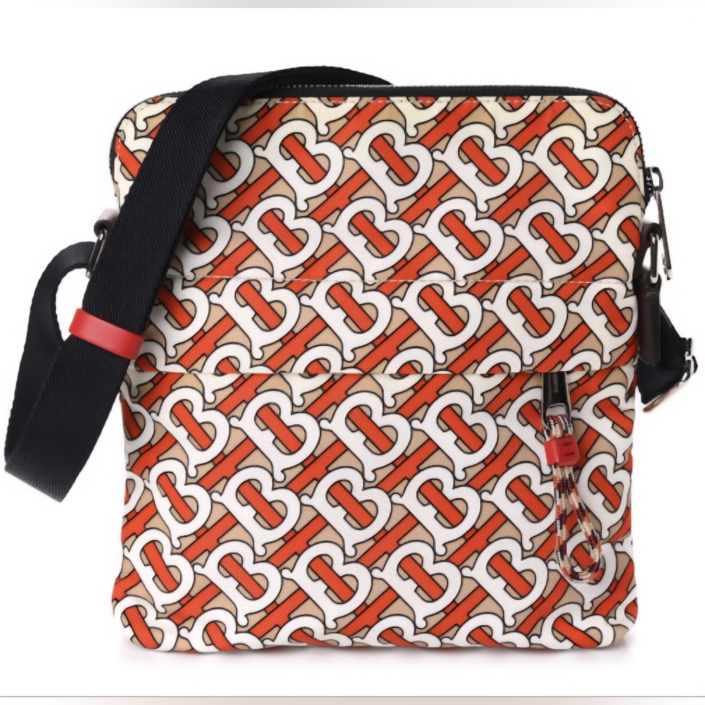 Burberry Red Orange and Cream Monogram Crossbody Bag